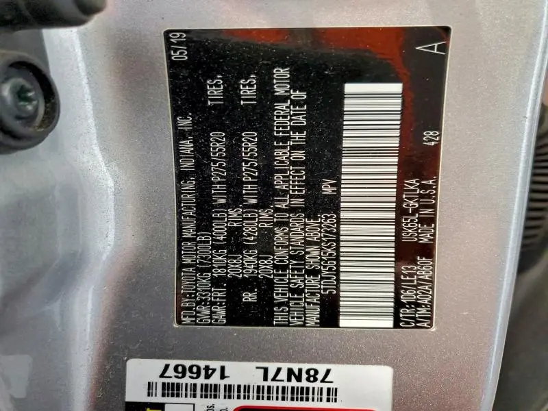 2019 TOYOTA SEQUOIA LIMITED  