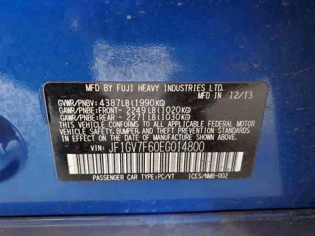 2014 SUBARU IMPREZA WRX  