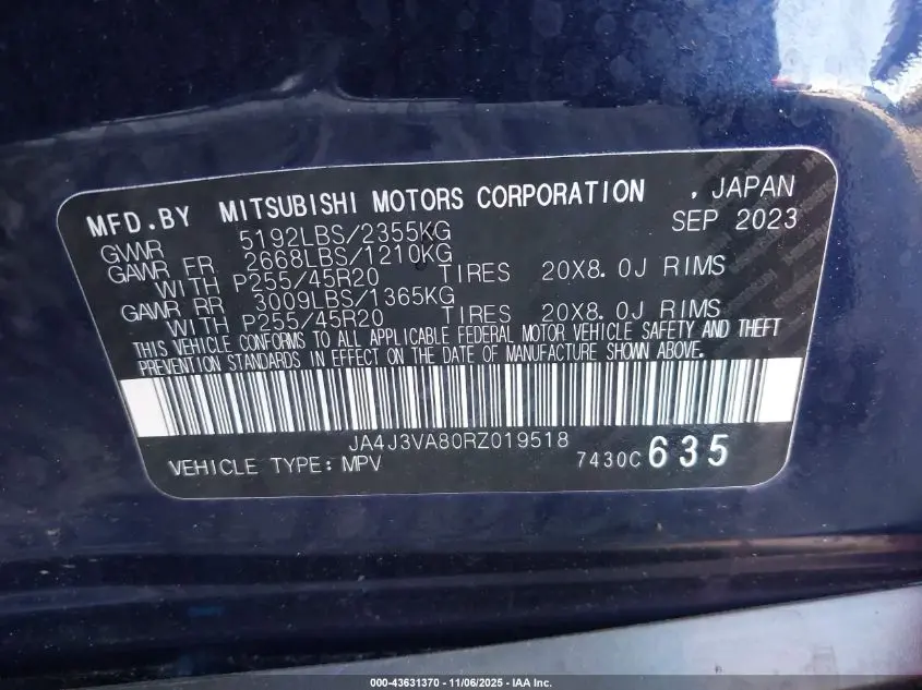 2024 MITSUBISHI OUTLANDER SE 2.5 2WD