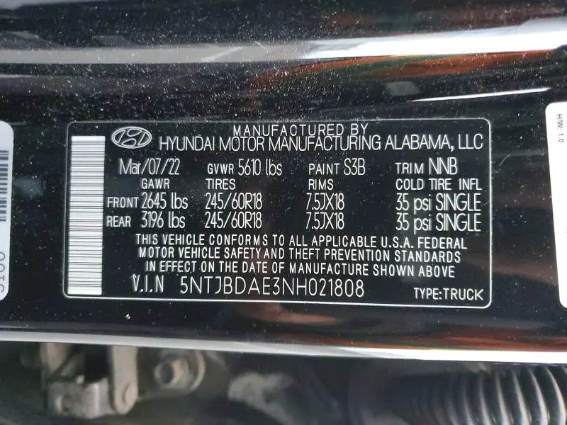 2022 HYUNDAI SANTA CRUZ SEL  