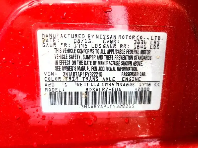 2015 NISSAN SENTRA SR  