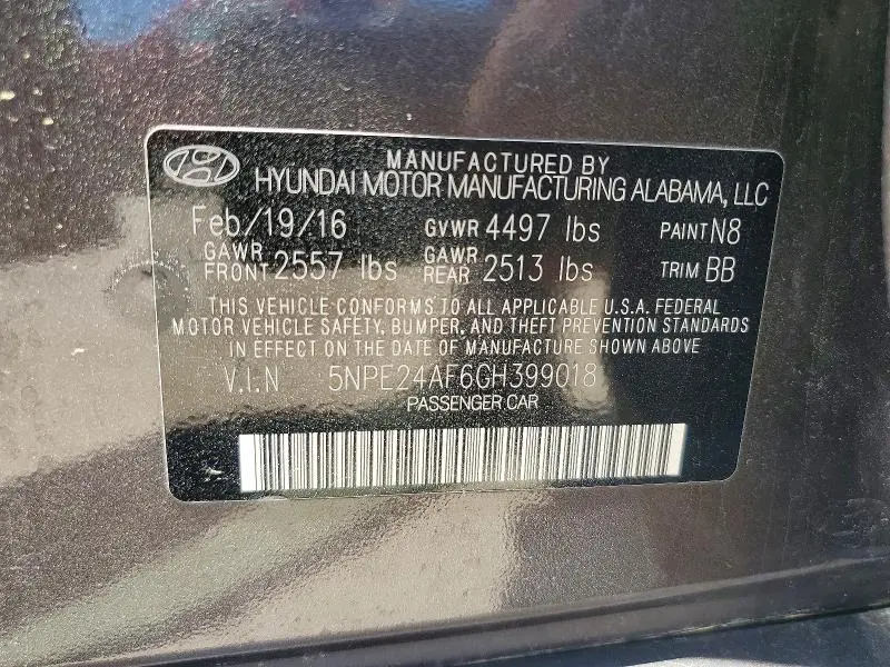 2016 HYUNDAI SONATA SE  