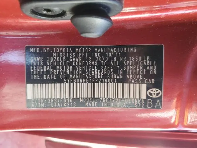 2015 TOYOTA COROLLA L  