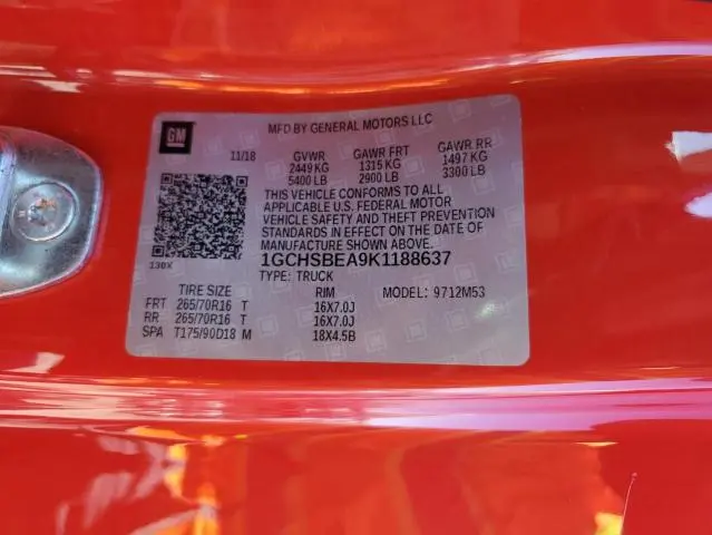 2019 CHEVROLET COLORADO   