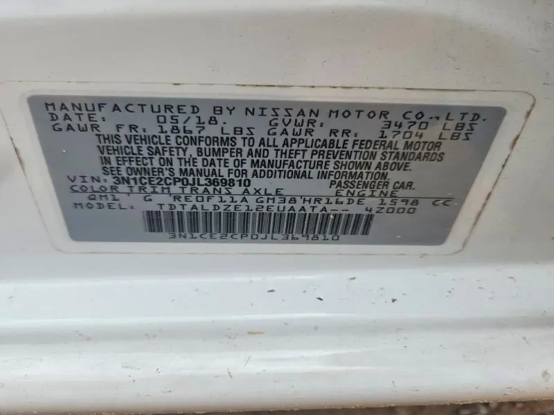 2018 NISSAN VERSA NOTE SV  