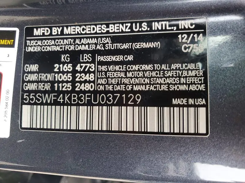 2015 MERCEDES-BENZ C 300 4MATIC  