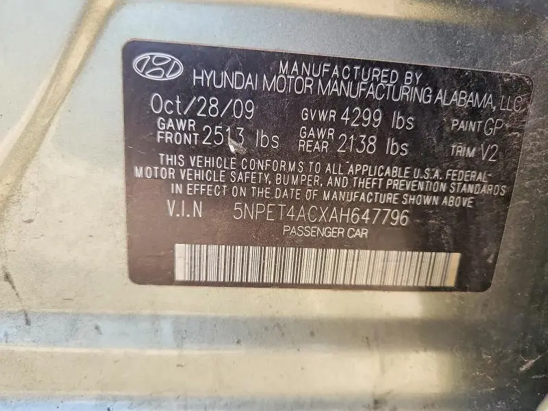 2010 HYUNDAI SONATA GLS  