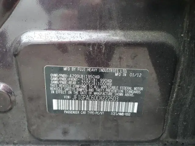 2012 SUBARU IMPREZA PREMIUM  