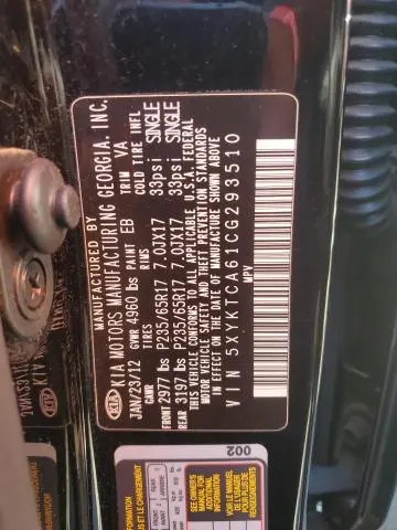 2012 KIA SORENTO BASE  