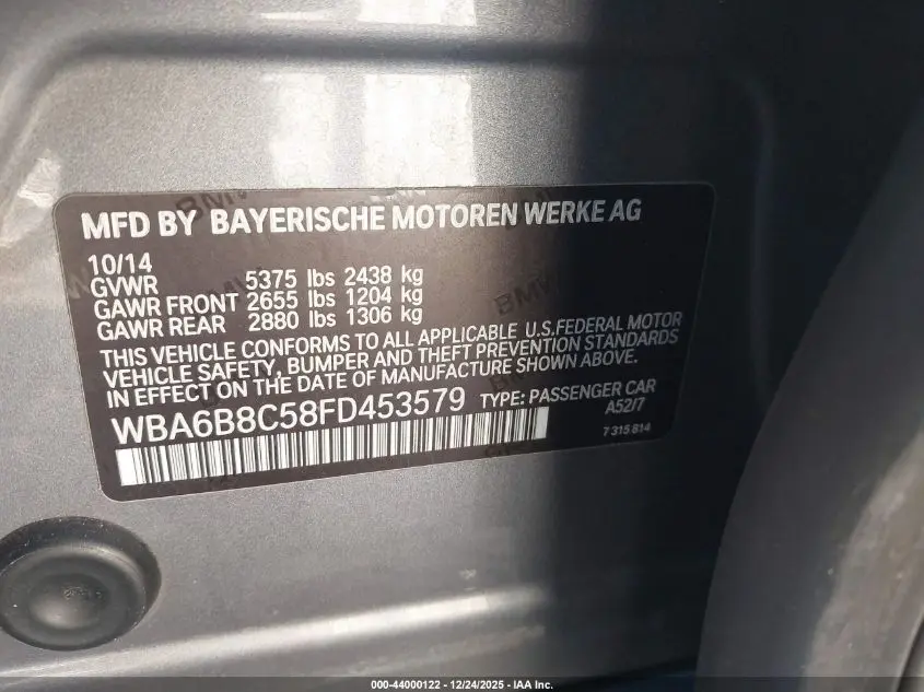 2015 BMW 640I GRAN COUPE XDRIVE