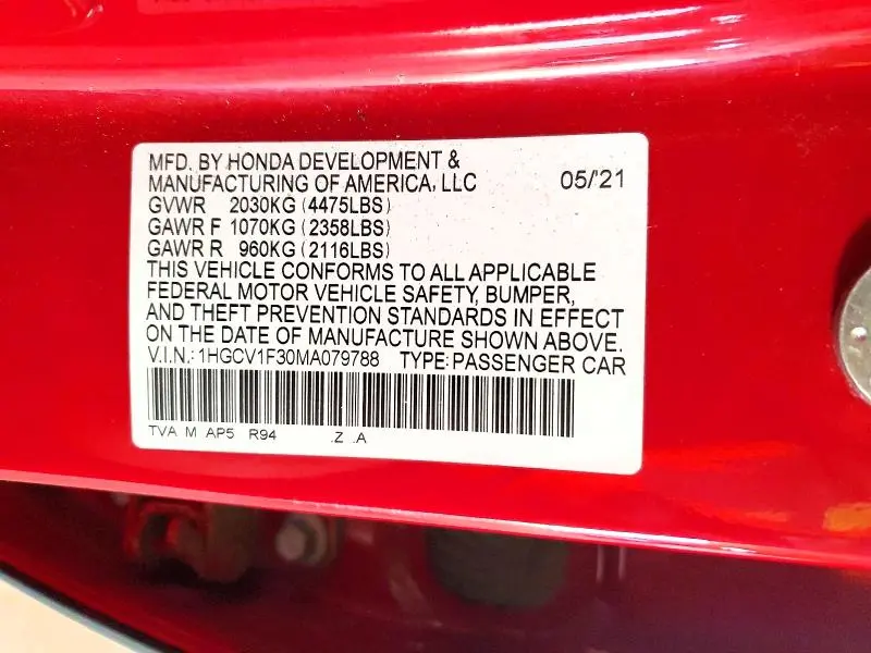 2021 HONDA ACCORD SPORT  