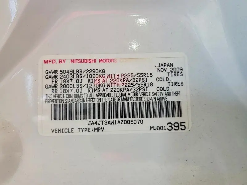 2010 MITSUBISHI OUTLANDER SE  