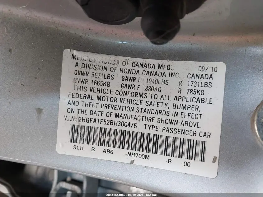 2011 HONDA CIVIC LX