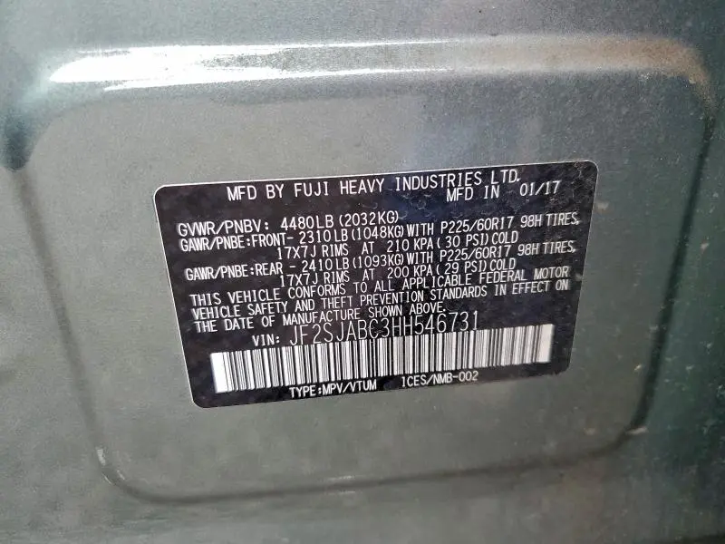 2017 SUBARU FORESTER 2.5I  