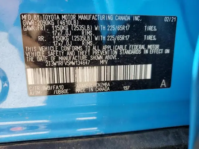 2021 TOYOTA RAV4 XLE  