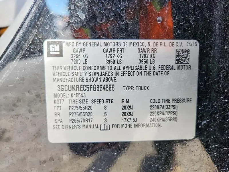 2015 CHEVROLET SILVERADO K1500 LT  