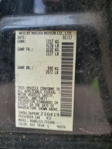 2017 NISSAN ALTIMA 2.5