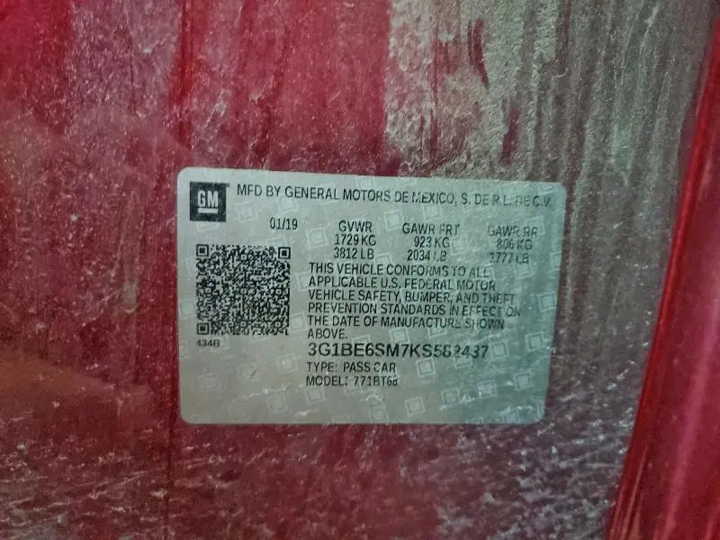 2019 CHEVROLET CRUZE LT  