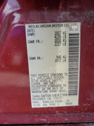 2016 NISSAN ALTIMA 2.5  