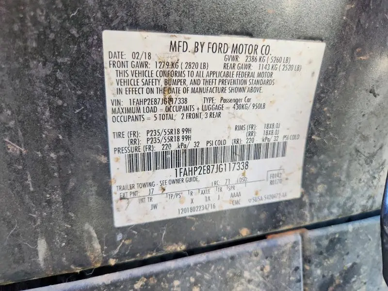 2018 FORD TAURUS SEL  