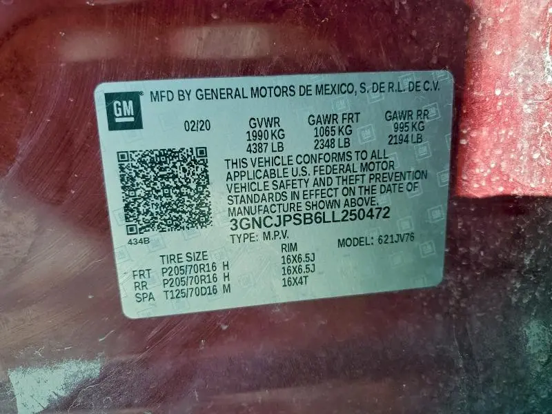 2020 CHEVROLET TRAX 1LT  