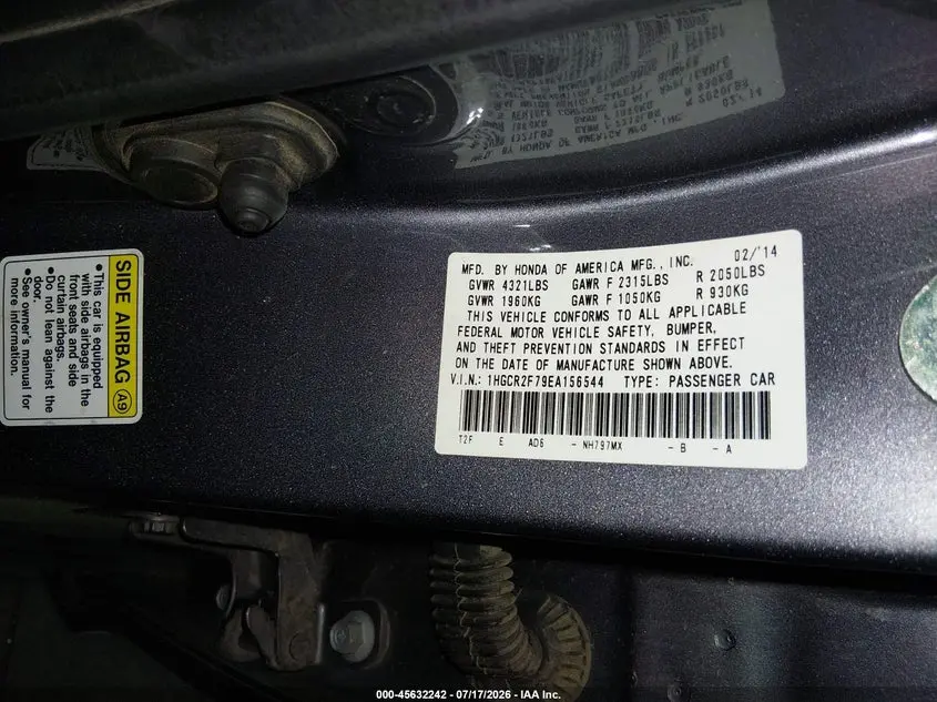 2014 HONDA ACCORD EX