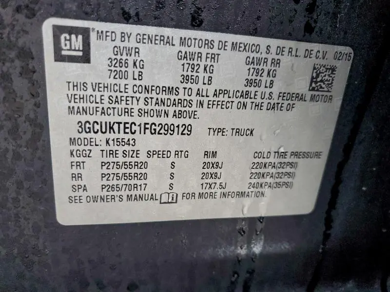 2015 CHEVROLET SILVERADO K1500 HIGH COUNTRY  