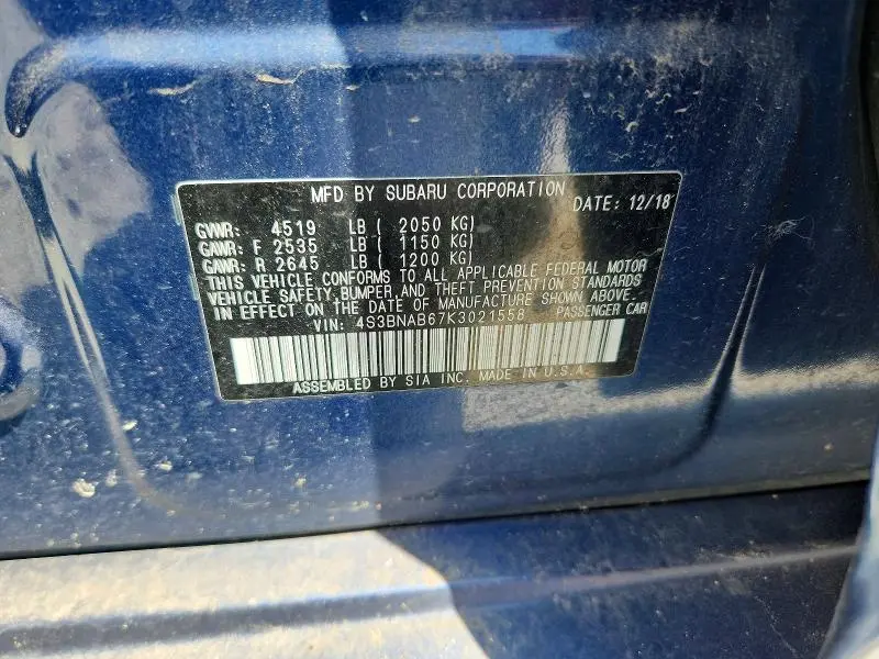 2019 SUBARU LEGACY 2.5I  