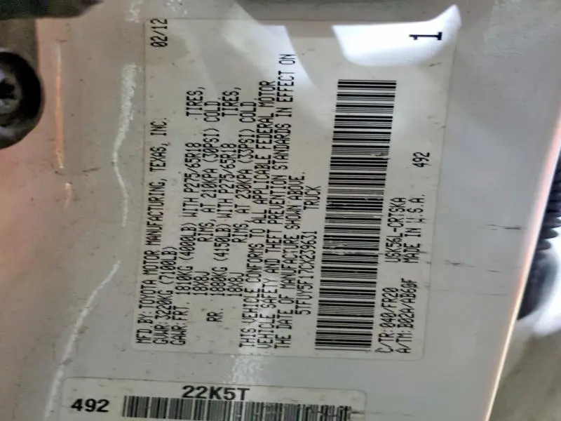 2012 TOYOTA TUNDRA GRADE  