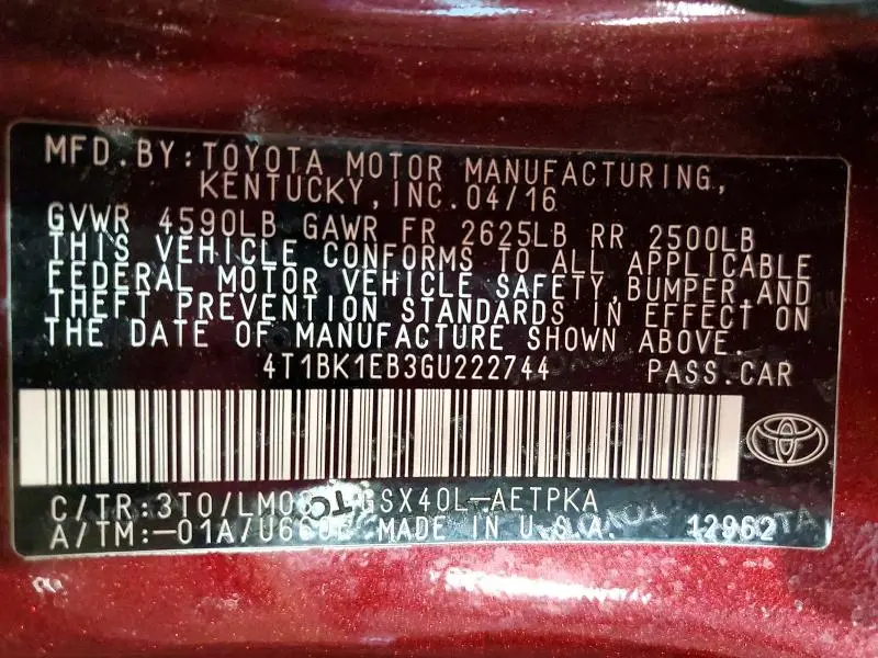 2016 TOYOTA AVALON LIMITED  