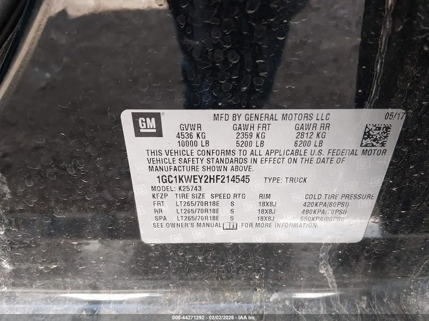 2017 CHEVROLET SILVERADO 2500HD LTZ