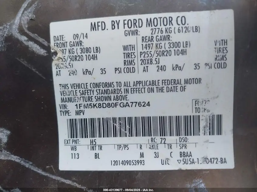 2015 FORD EXPLORER XLT