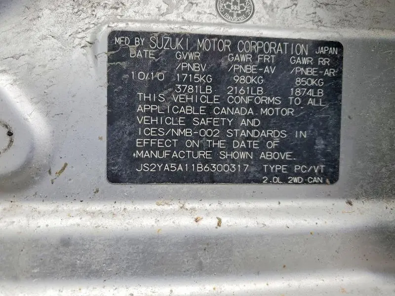2011 SUZUKI SX4   