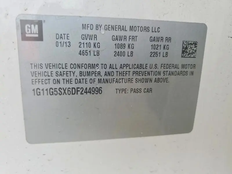 2013 CHEVROLET MALIBU 3LT  