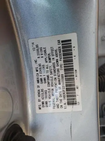 2015 HONDA ACCORD LX  