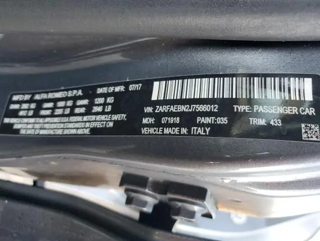 2018 ALFA ROMEO GIULIA   
