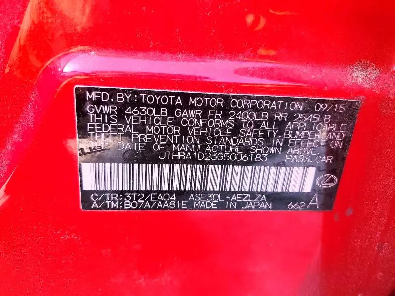 2016 LEXUS IS 200T BASE  