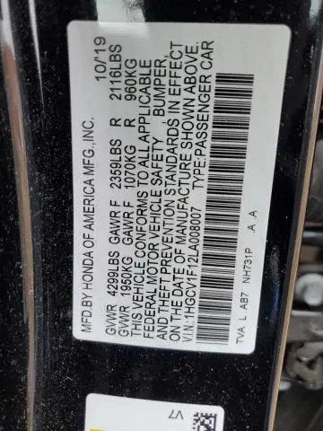 2020 HONDA ACCORD LX  