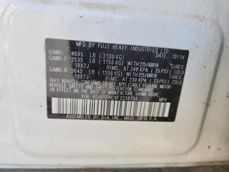 2015 SUBARU OUTBACK 2.5I LIMITED  