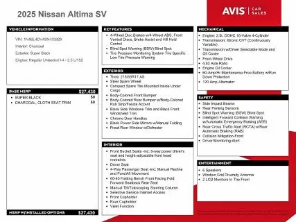 2025 NISSAN ALTIMA SV  