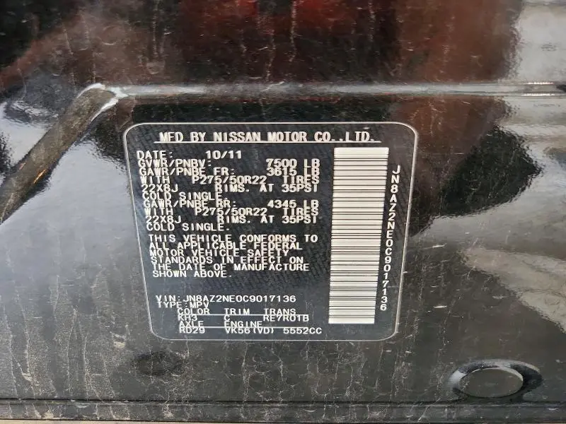 2012 INFINITI QX56 BASE  