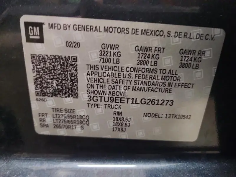 2020 GMC SIERRA K1500 AT4  