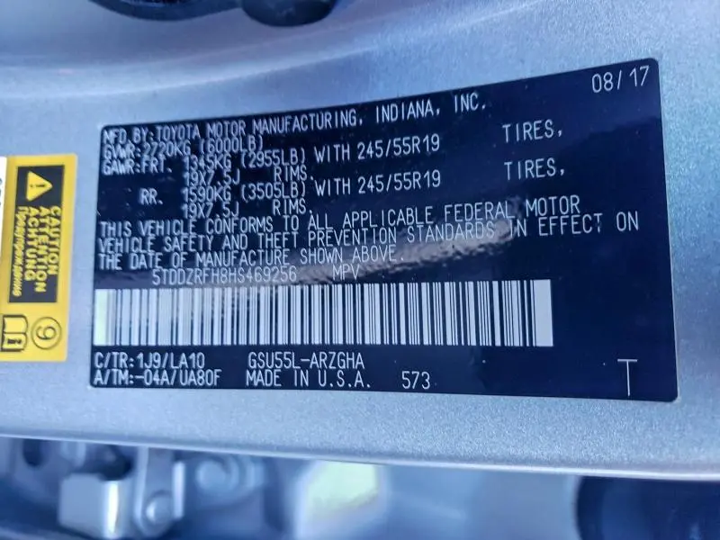 2017 TOYOTA HIGHLANDER LIMITED  