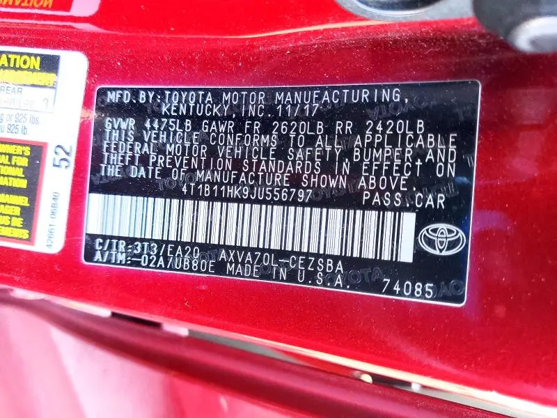 2018 TOYOTA CAMRY SE  