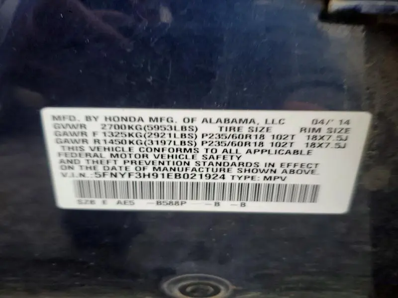 2014 HONDA PILOT TOURING  