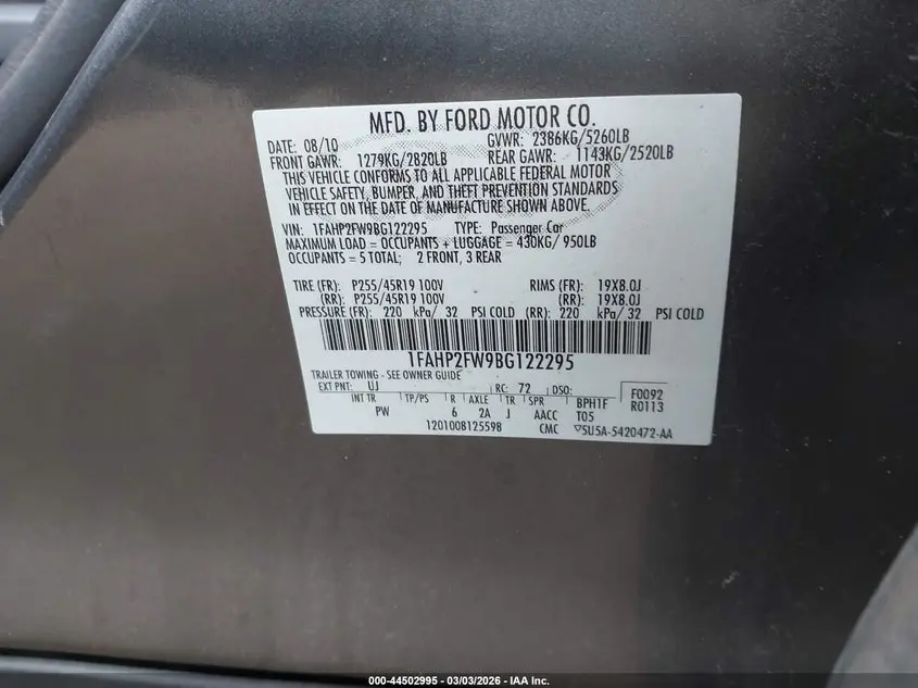 2011 FORD TAURUS LIMITED