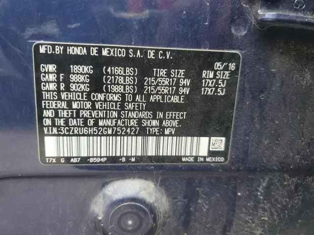 2016 HONDA HR-V EX  