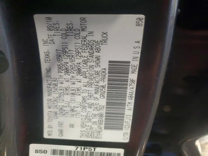 2011 TOYOTA TACOMA DOUBLE CAB LONG BED  