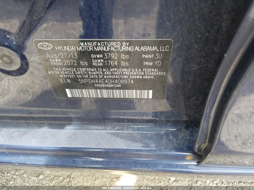 2013 HYUNDAI ELANTRA GLS