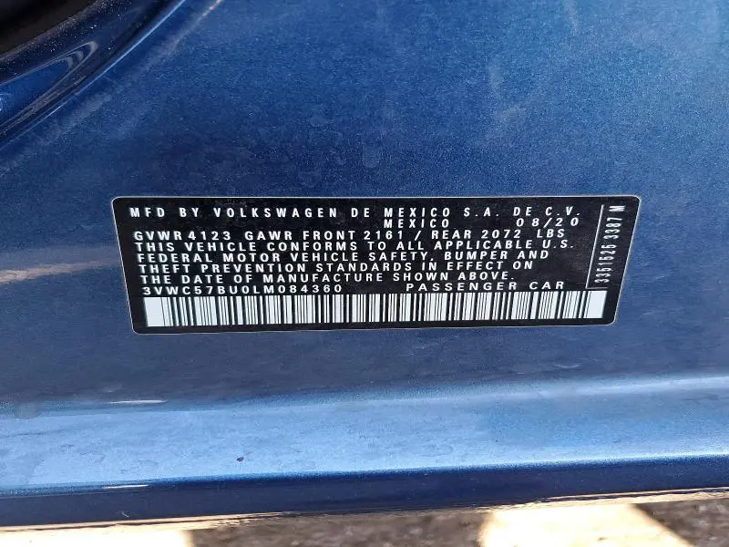 2020 VOLKSWAGEN JETTA S  